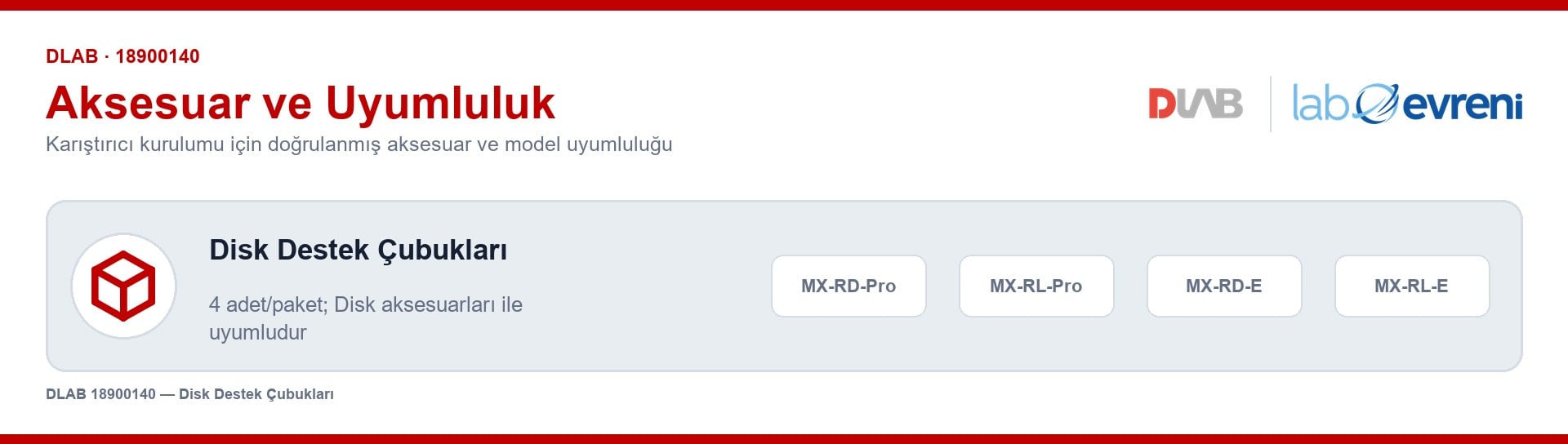 DLAB 18900140 disk destek çubukları uyumluluk şeması