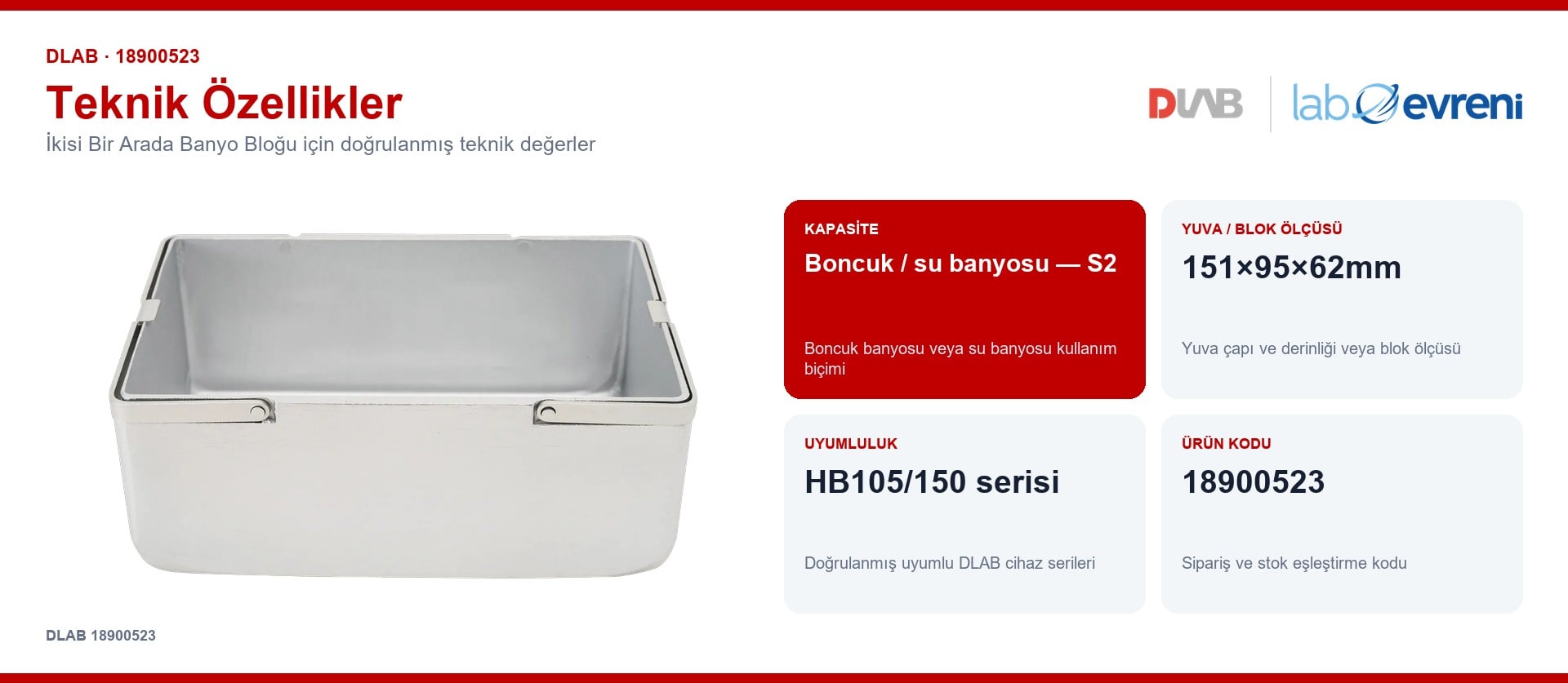 DLAB 18900523 i̇kisi bir arada banyo bloğu için kapasite, uyumluluk ve ürün kodu değerleri