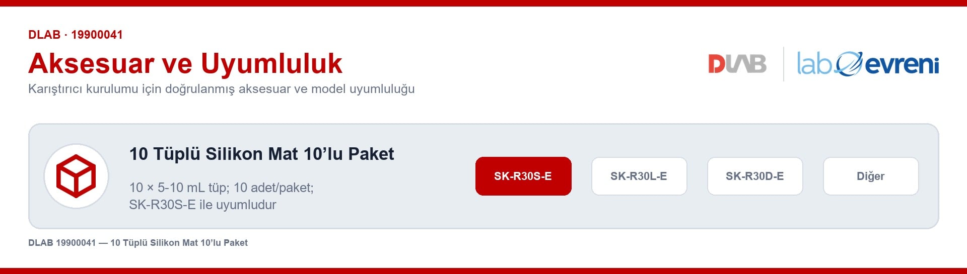 DLAB 19900041 10 tüplü silikon mat 10’lu paket uyumluluk şeması