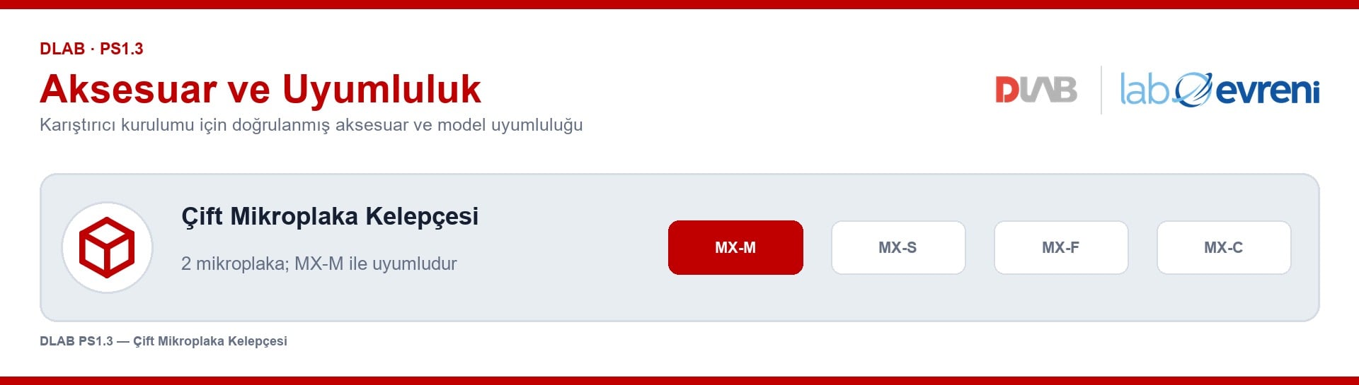 DLAB 18204341 çift mikroplaka kelepçesi uyumluluk şeması