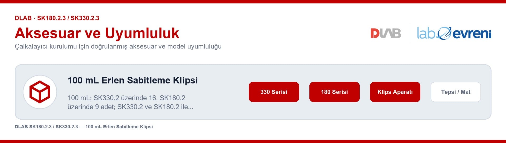 DLAB 18900031 100 ml erlen sabitleme klipsi için çalkalayıcı model uyumluluğu