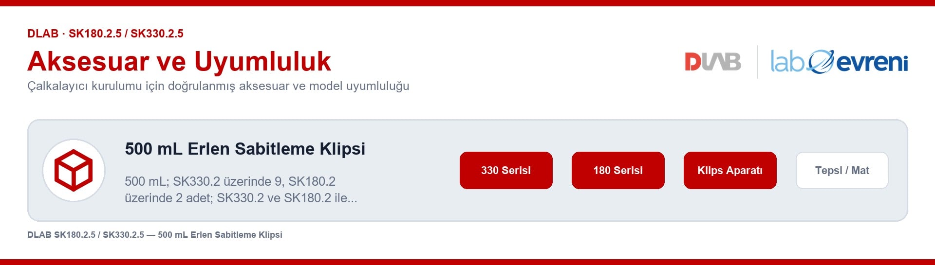 DLAB 18900033 500 ml erlen sabitleme klipsi için çalkalayıcı model uyumluluğu