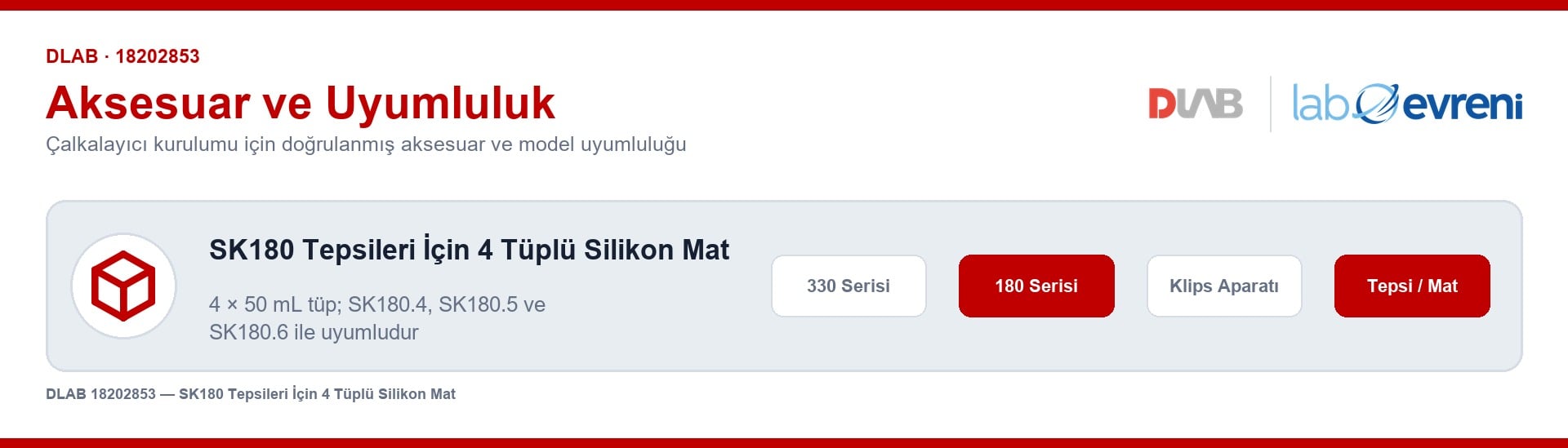 DLAB 18202853 sk180 tepsileri i̇çin 4 tüplü silikon mat için çalkalayıcı model uyumluluğu