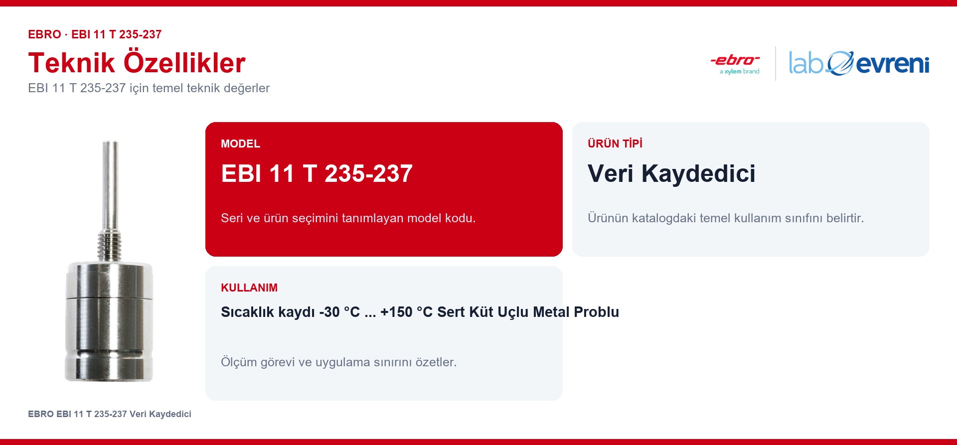 EBRO EBI 11 T 235-237 ürününün temel teknik özellikleri