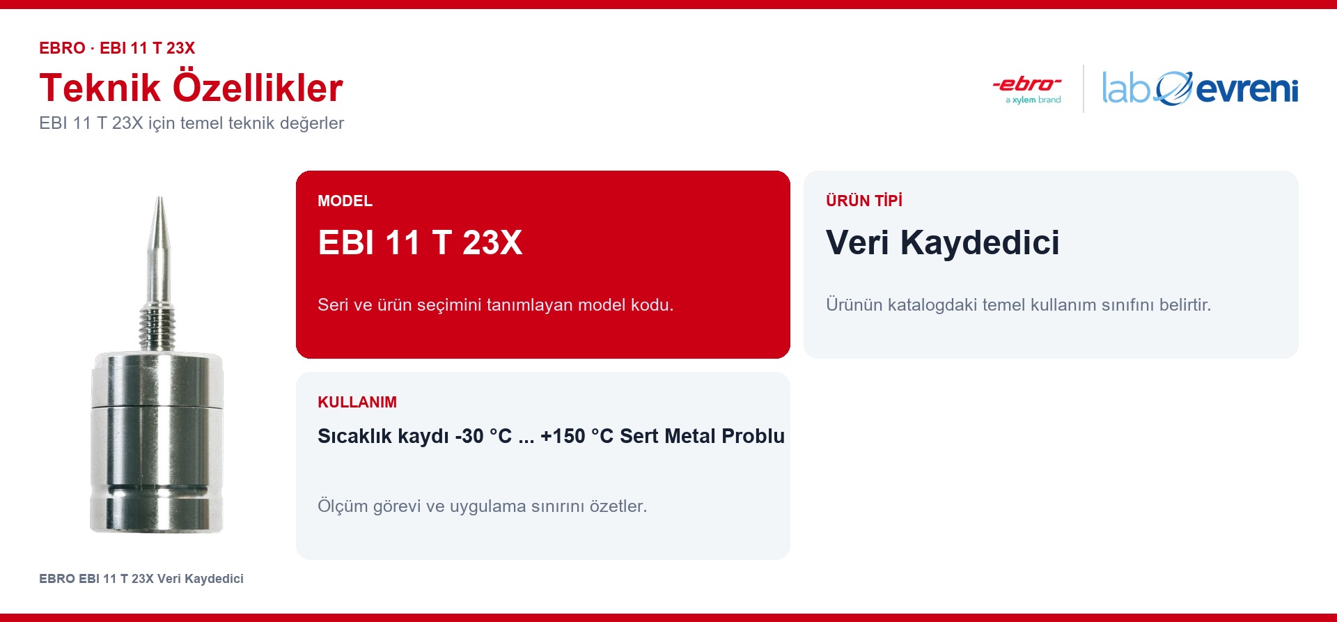 EBRO EBI 11 T 23X ürününün temel teknik özellikleri