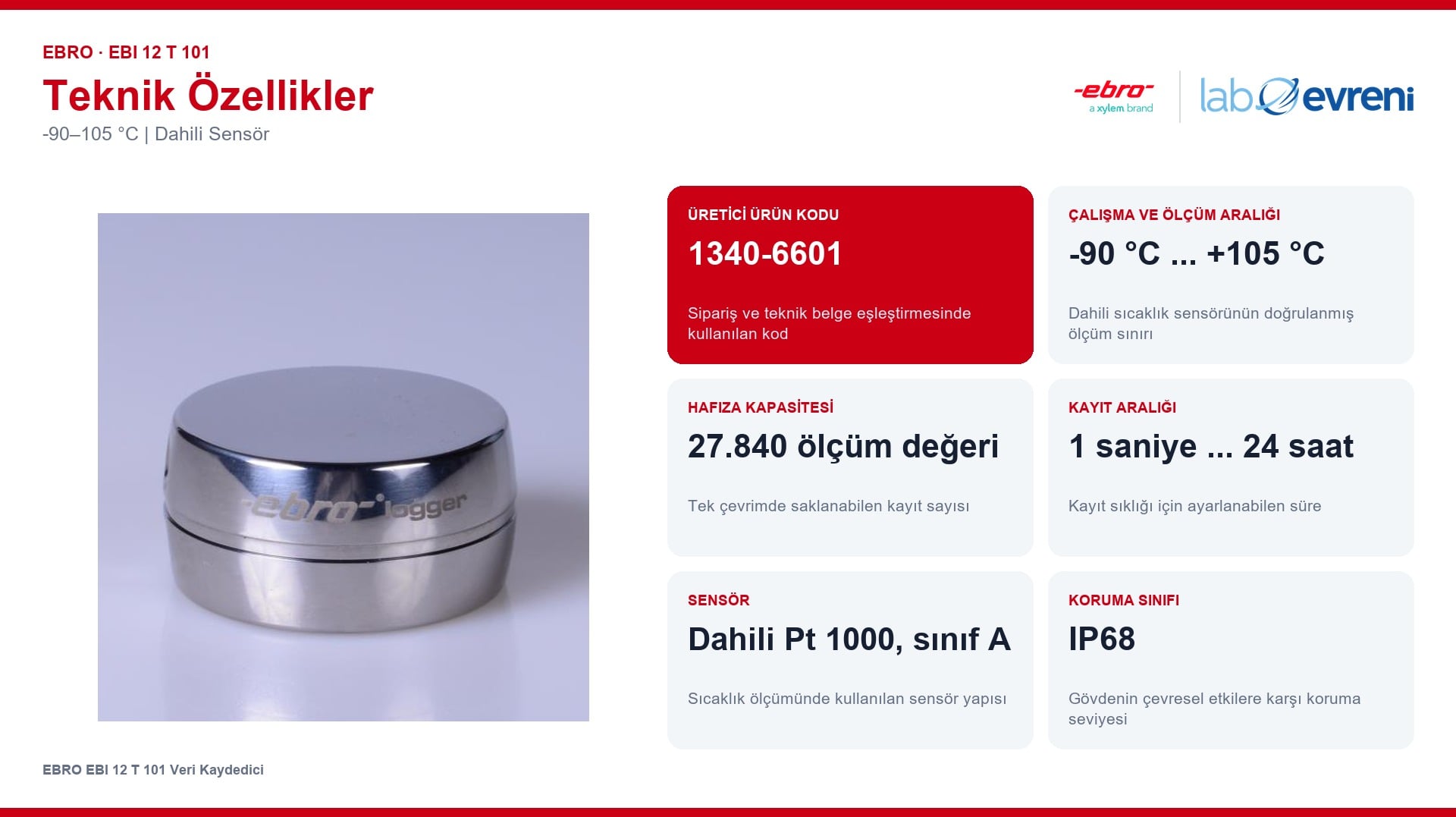 EBRO EBI 12 T 101 Veri Kaydedici temel teknik özellikleri