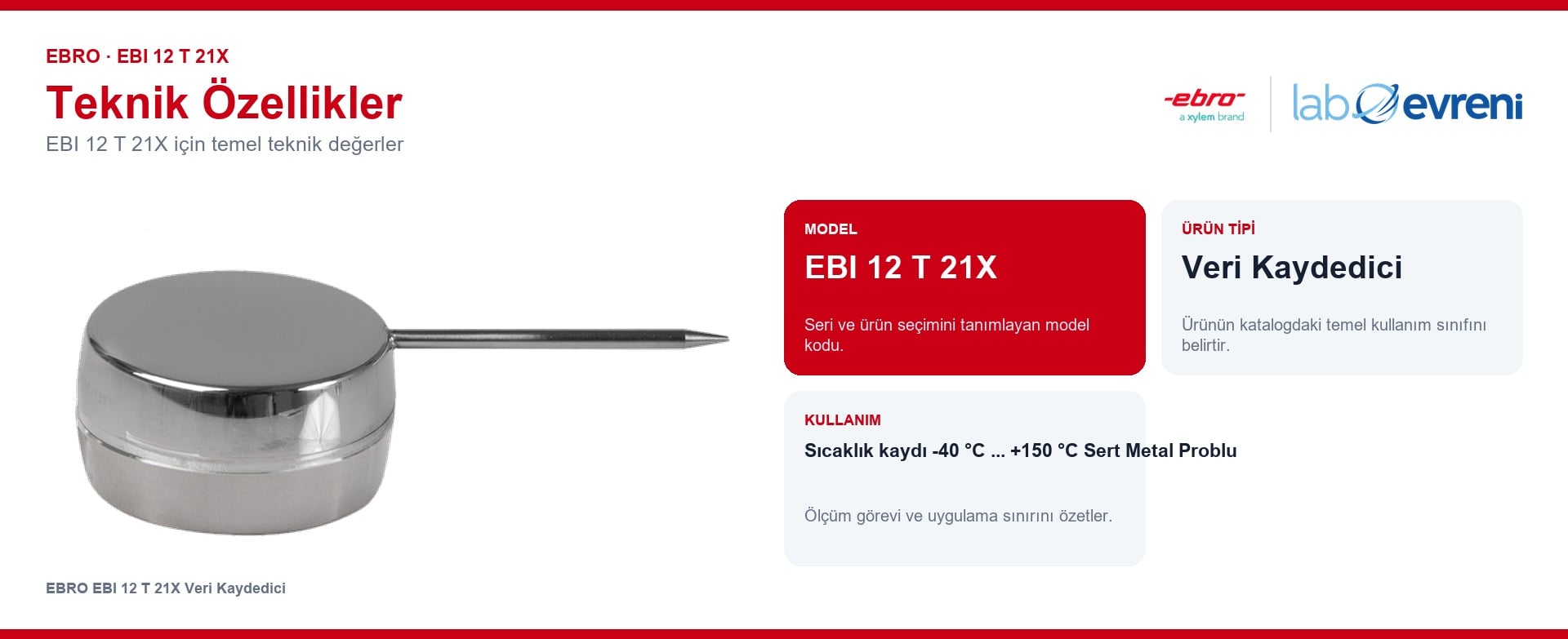 EBRO EBI 12 T 21X ürününün temel teknik özellikleri