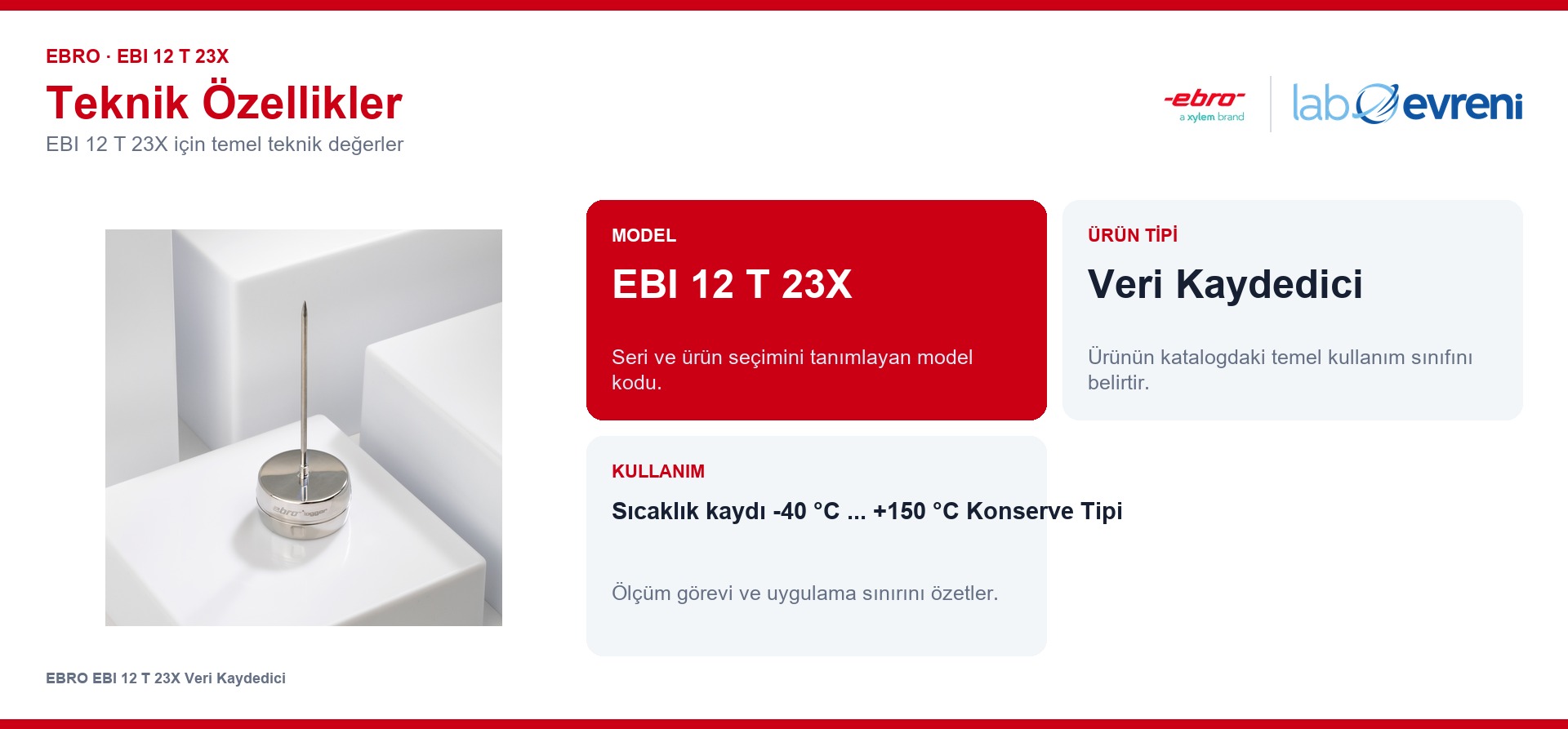 EBRO EBI 12 T 23X ürününün temel teknik özellikleri