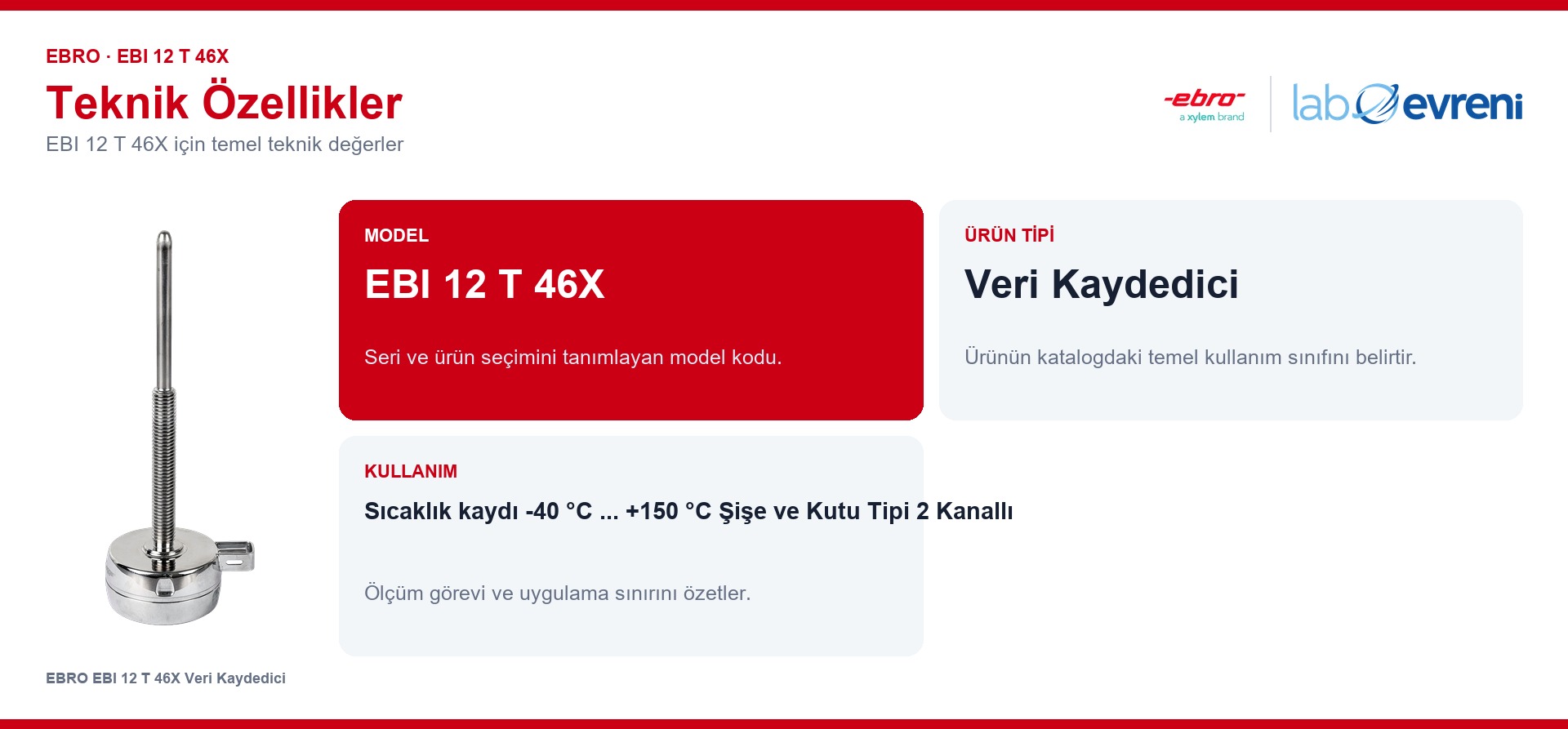 EBRO EBI 12 T 46X ürününün temel teknik özellikleri