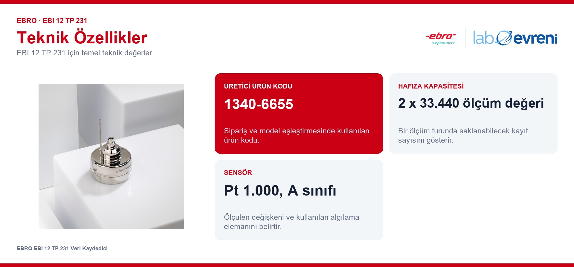 EBRO EBI 12 TP 231 ürününün temel teknik özellikleri