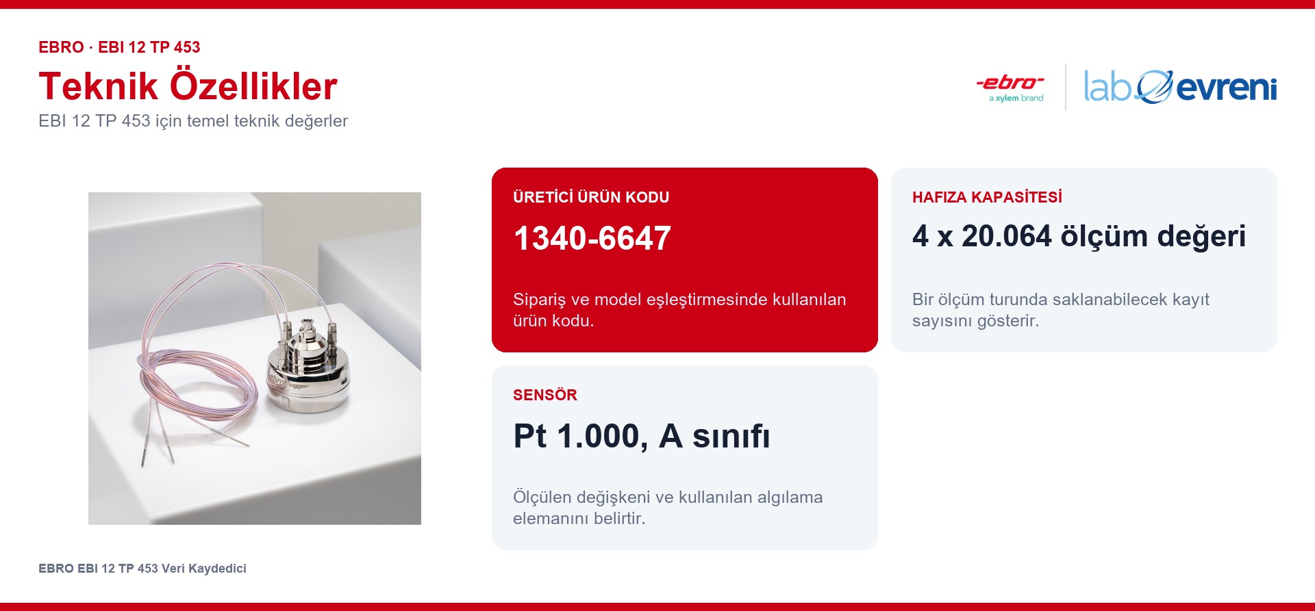 EBRO EBI 12 TP 453 ürününün temel teknik özellikleri