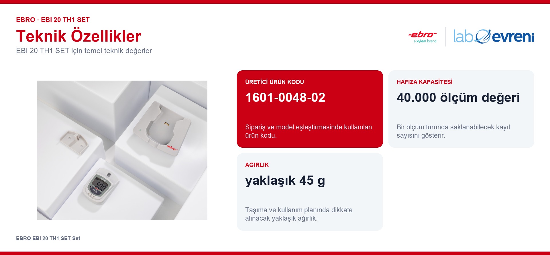 EBRO EBI 20 TH1 SET ürününün temel teknik özellikleri