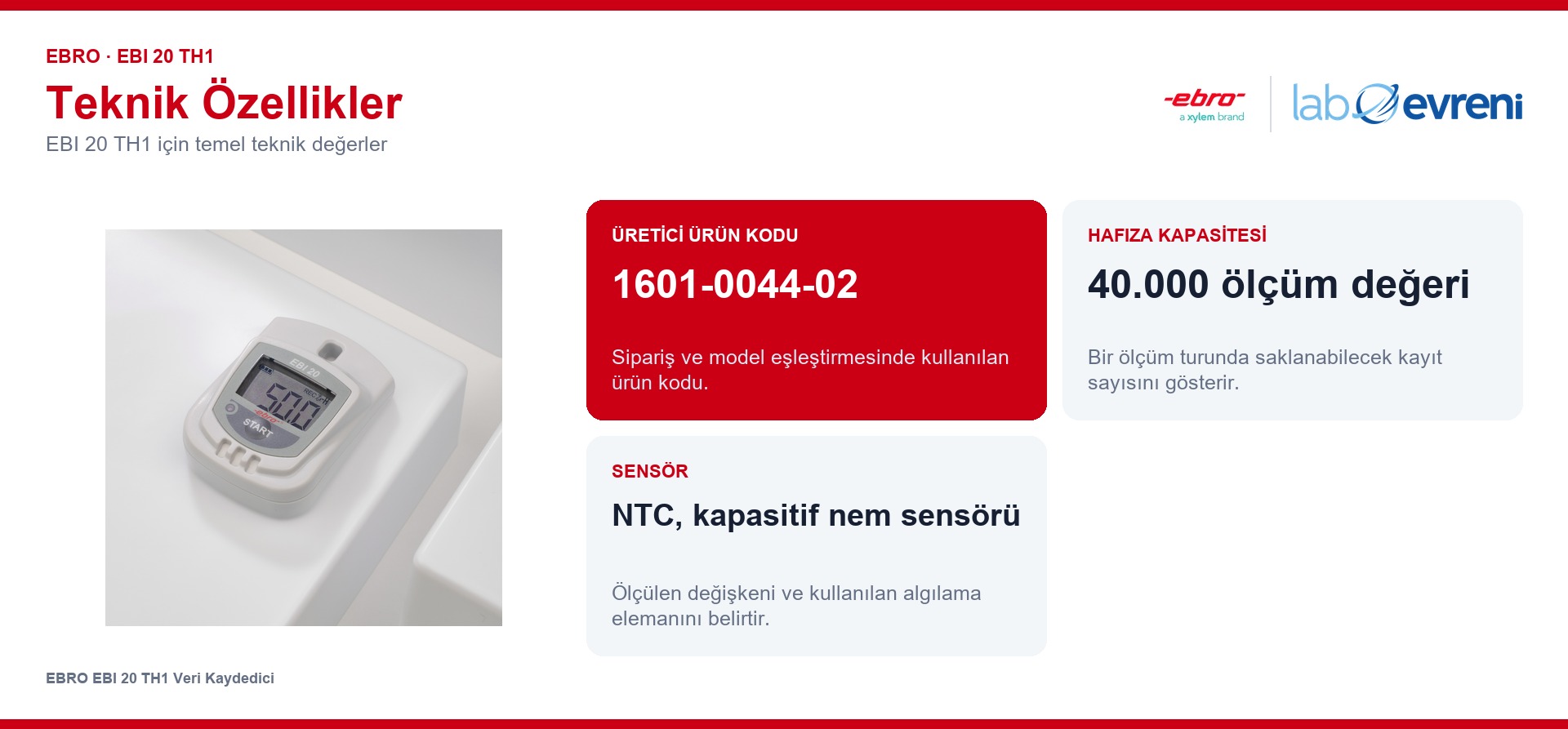 EBRO EBI 20 TH1 ürününün temel teknik özellikleri