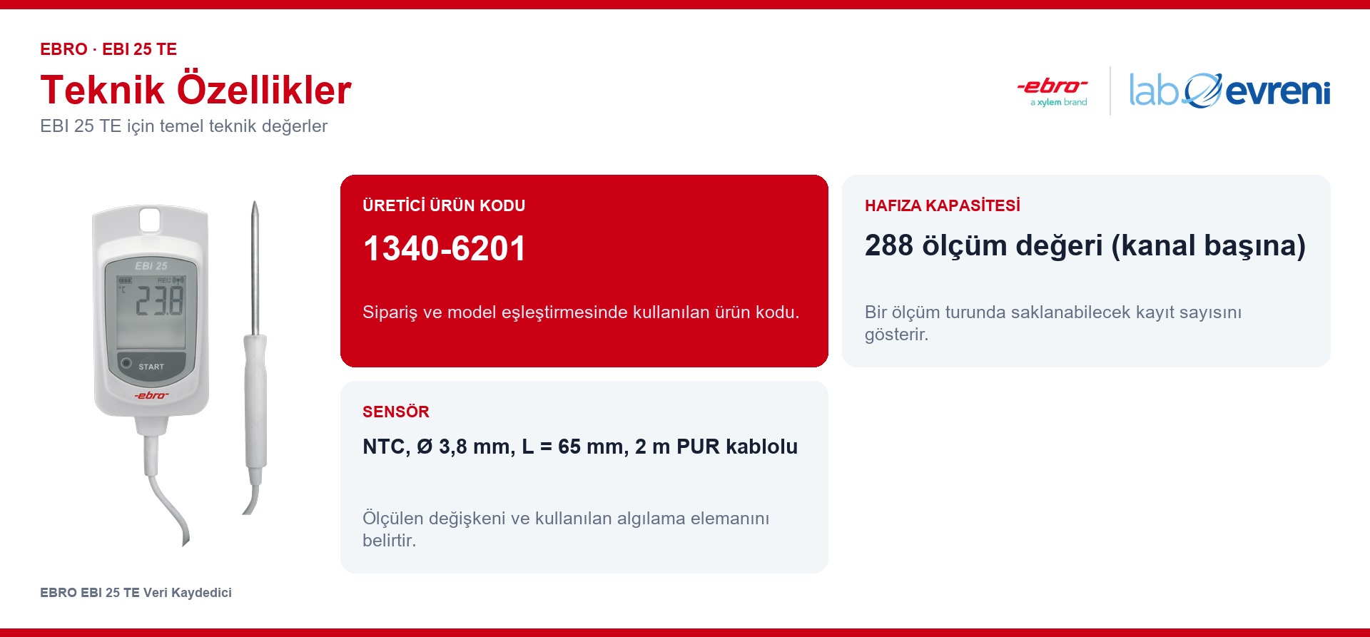 EBRO EBI 25 TE ürününün temel teknik özellikleri