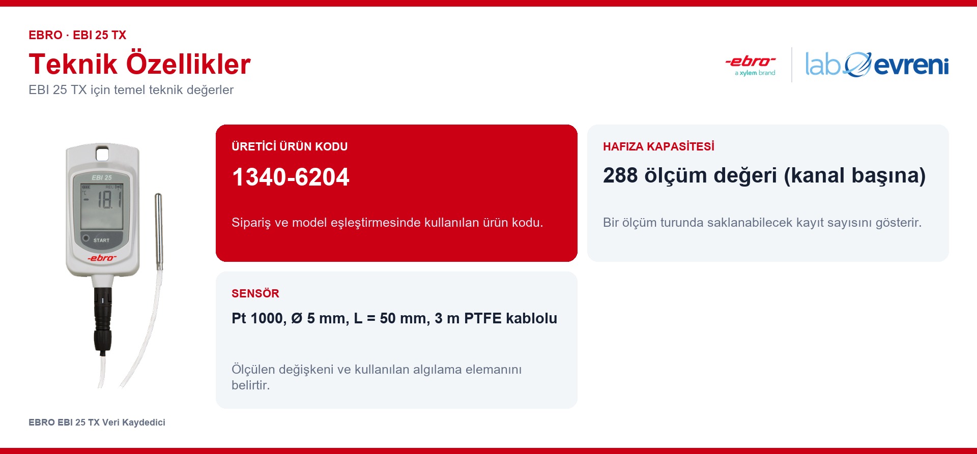 EBRO EBI 25 TX ürününün temel teknik özellikleri