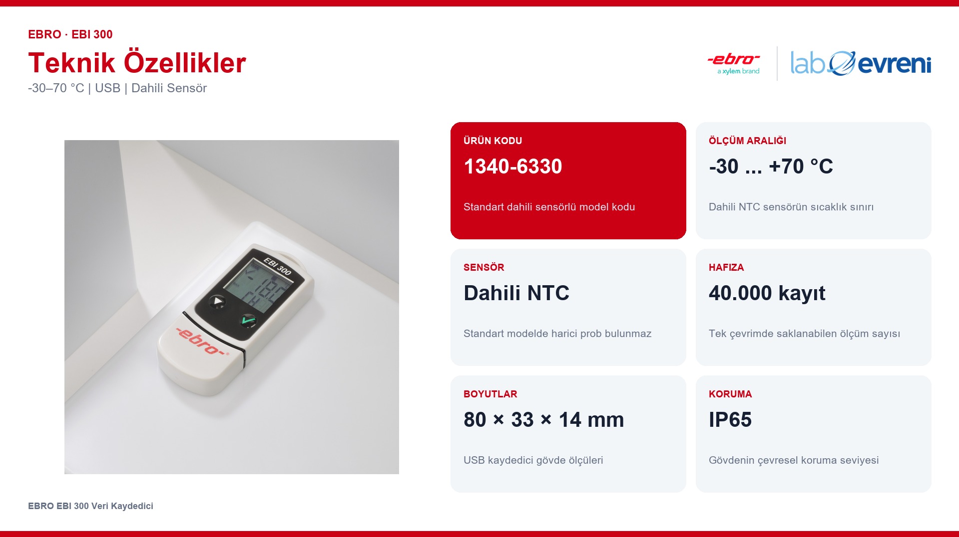 EBRO EBI 300 Veri Kaydedici temel teknik özellikleri