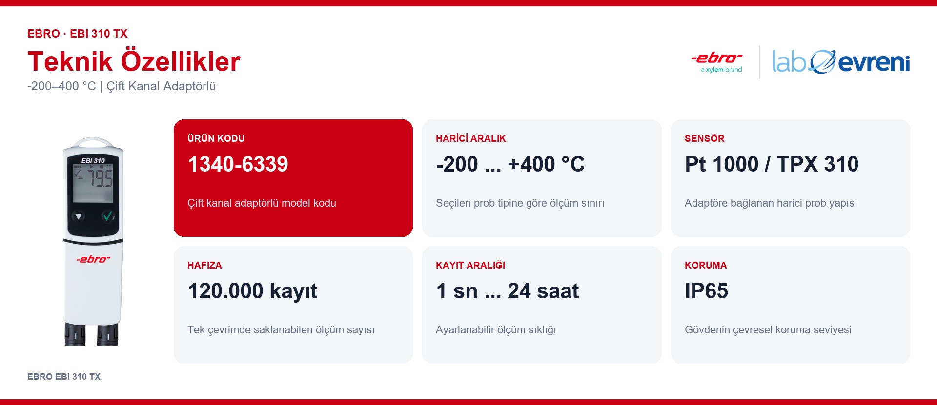 EBRO EBI 310 TX Veri Kaydedici temel teknik özellikleri