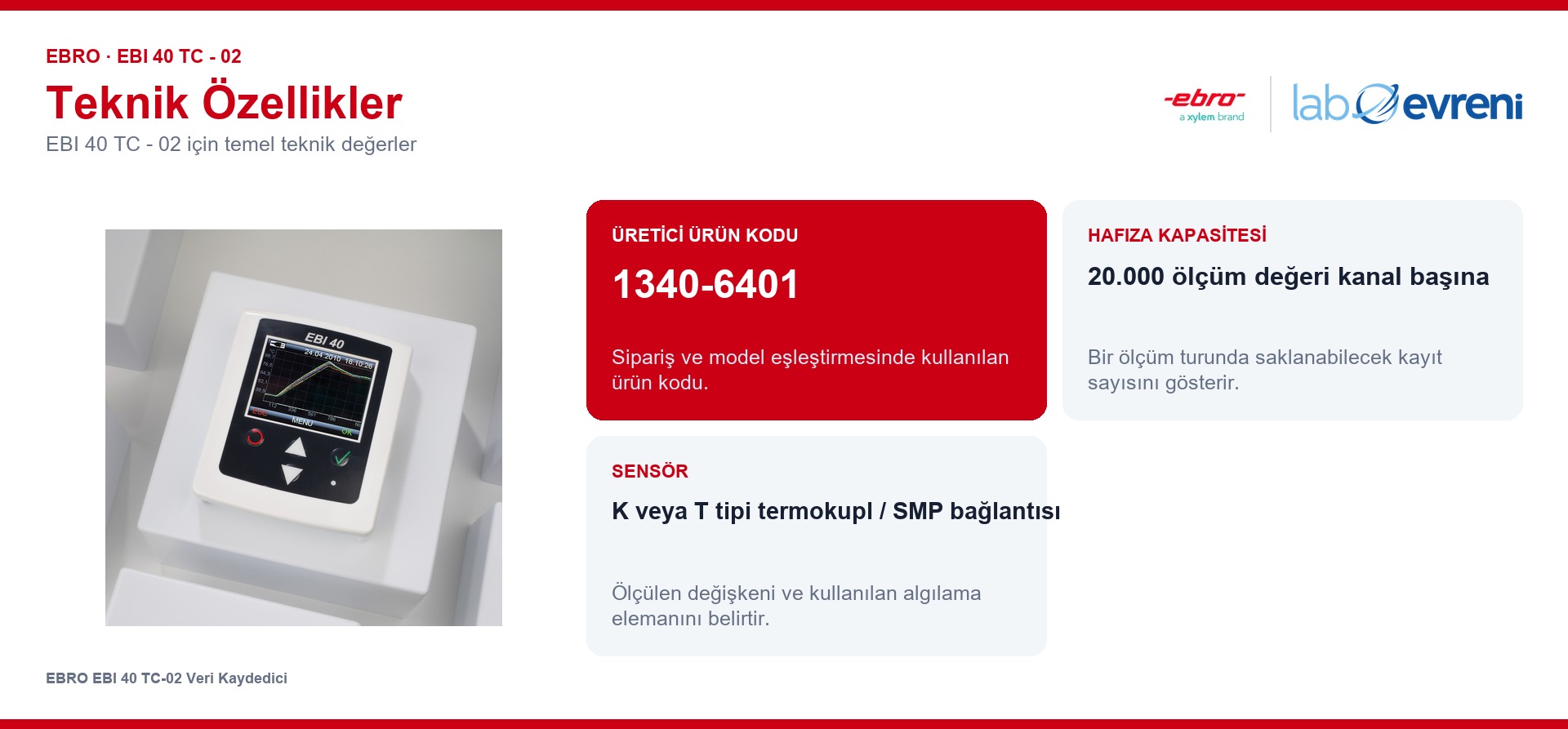 EBRO EBI 40 TC - 02 ürününün temel teknik özellikleri