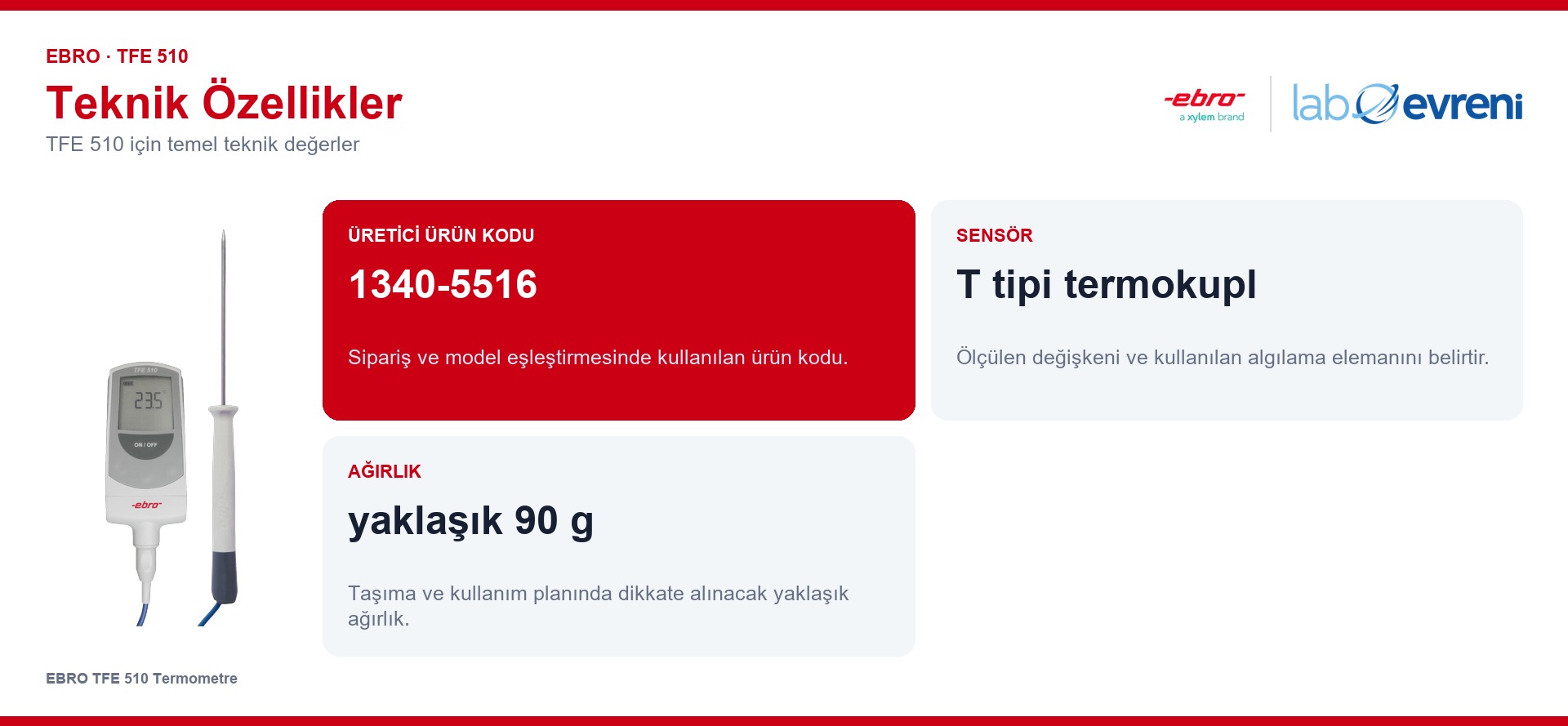 EBRO TFE 510 ürününün temel teknik özellikleri
