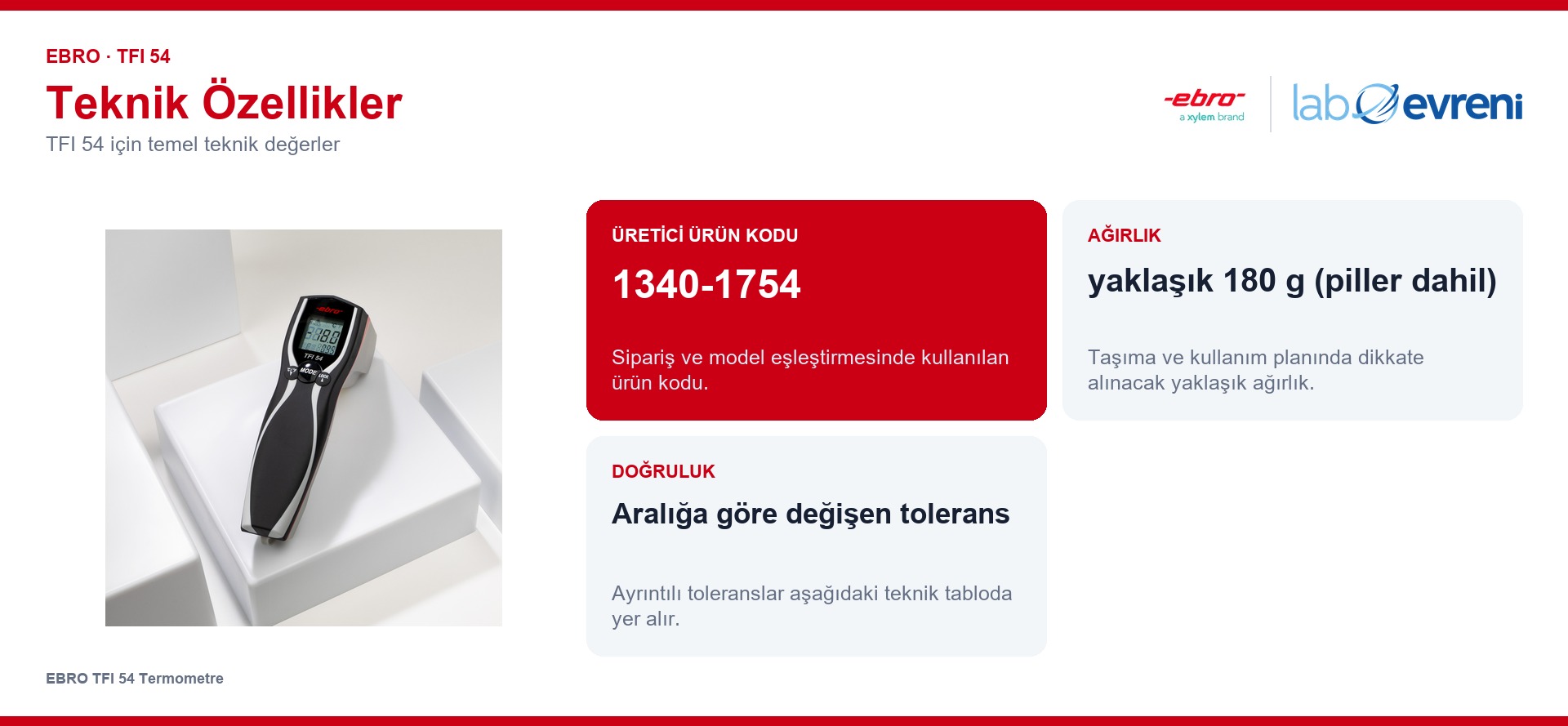 EBRO TFI 54 ürününün temel teknik özellikleri