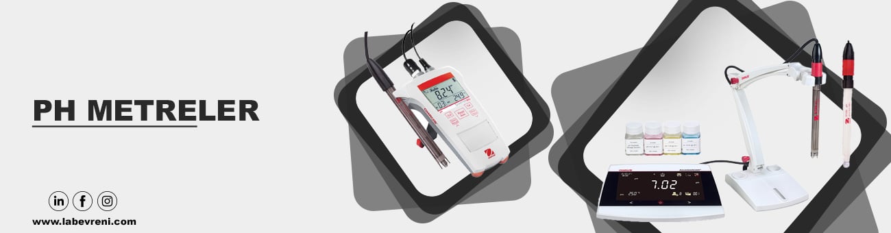 pH metre cihazları, elektrotları, elektrot standı ve tampon çözeltilerini gösteren kategori görseli
