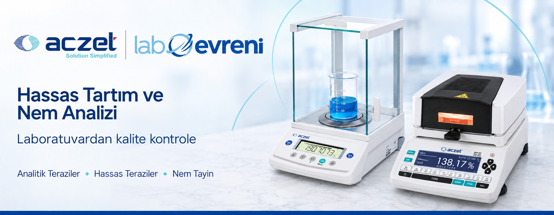 ACZET laboratuvar terazileri ve nem analiz çözümleri - Lab Evreni