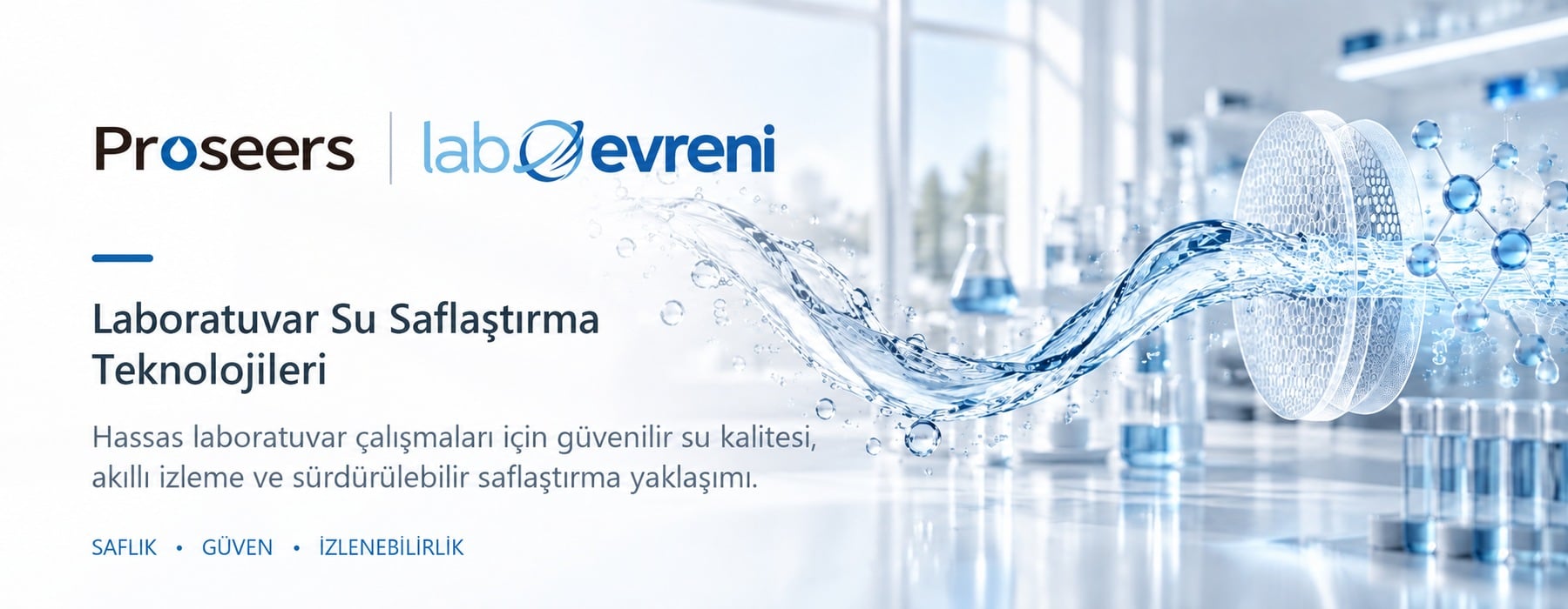 PROSEERS ve Lab Evreni laboratuvar su saflaştırma teknolojileri marka görseli