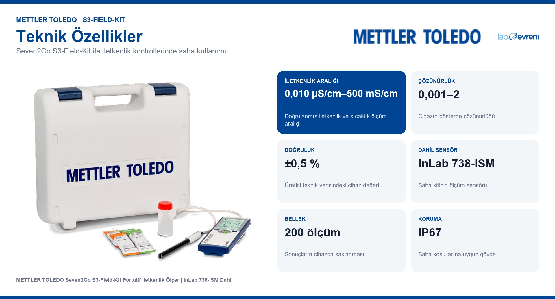 Seven2Go S3-Field-Kit i̇letkenlik aralığı, sensör ve bellek bilgileri