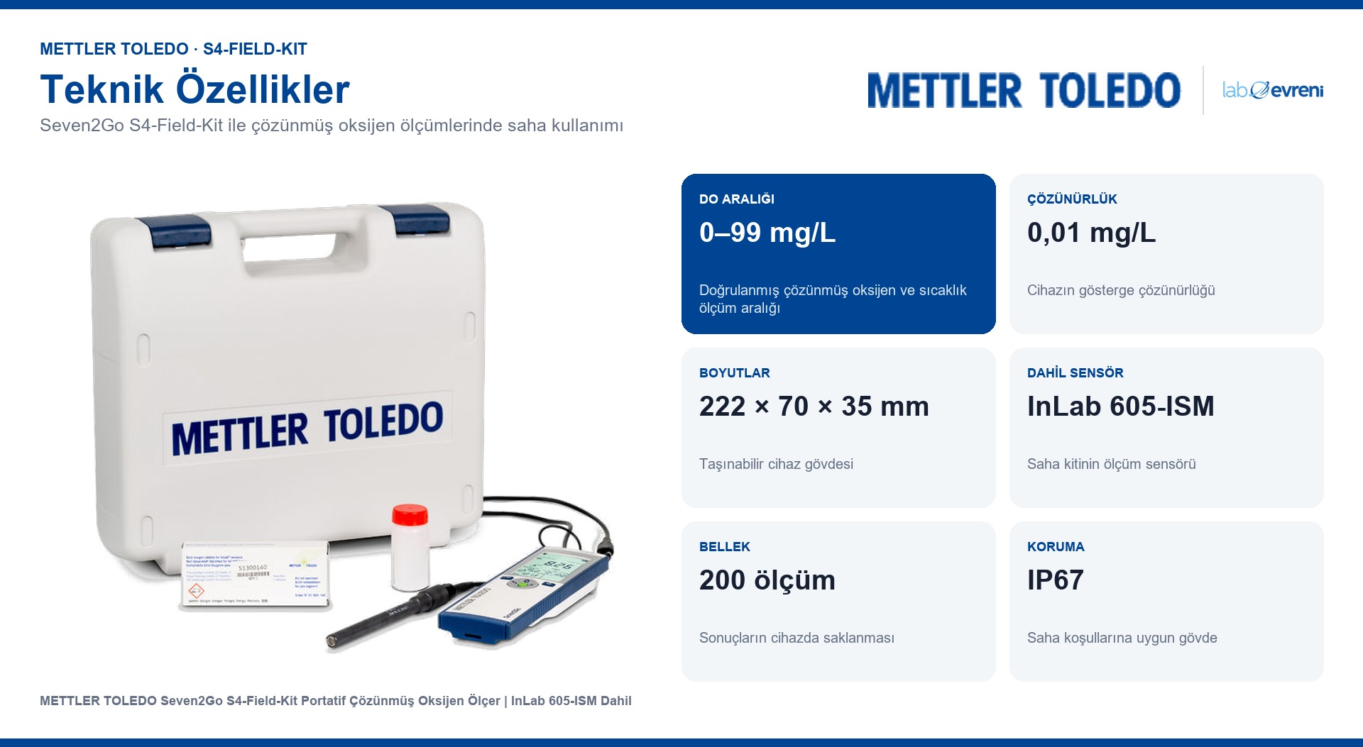 Seven2Go S4-Field-Kit do aralığı, sensör ve bellek bilgileri