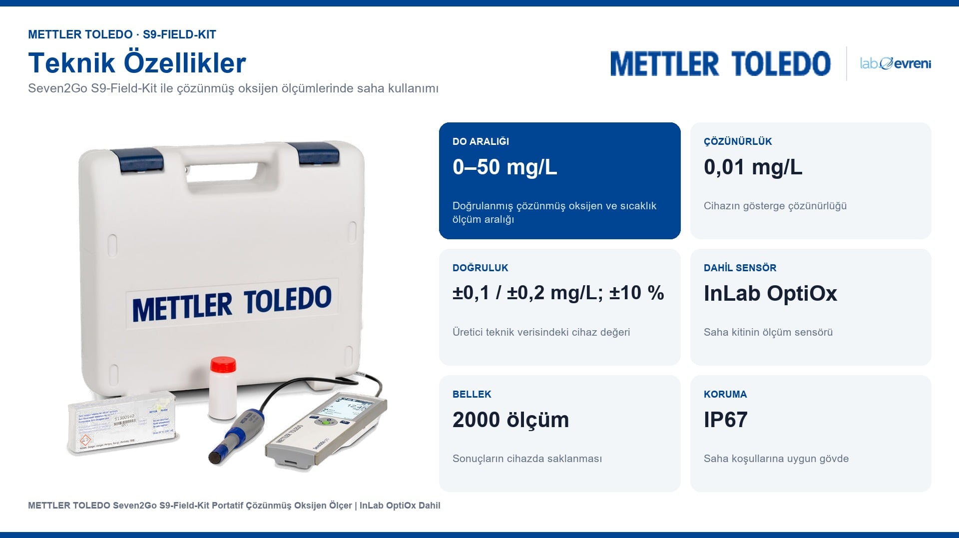 Seven2Go S9-Field-Kit do aralığı, sensör ve bellek bilgileri