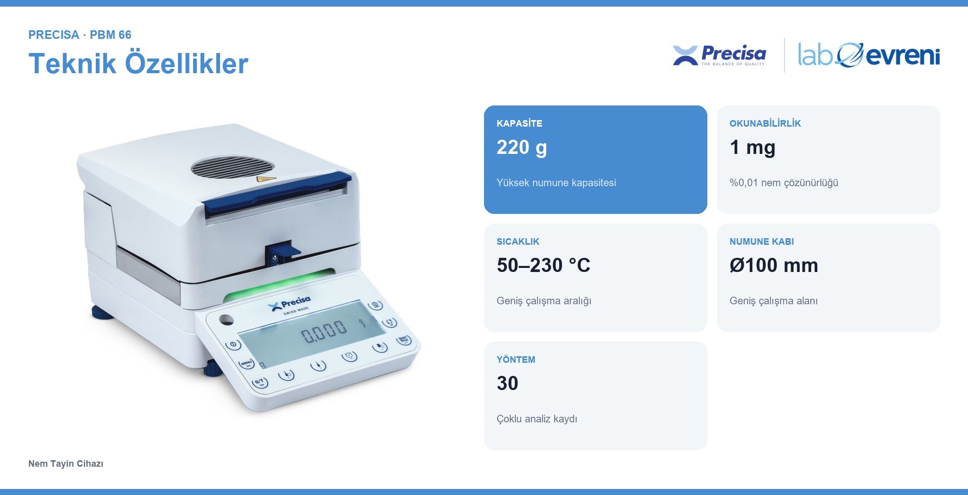 PRECİSA PBM 66 cihazının temel teknik değerleri ve kullanım özellikleri