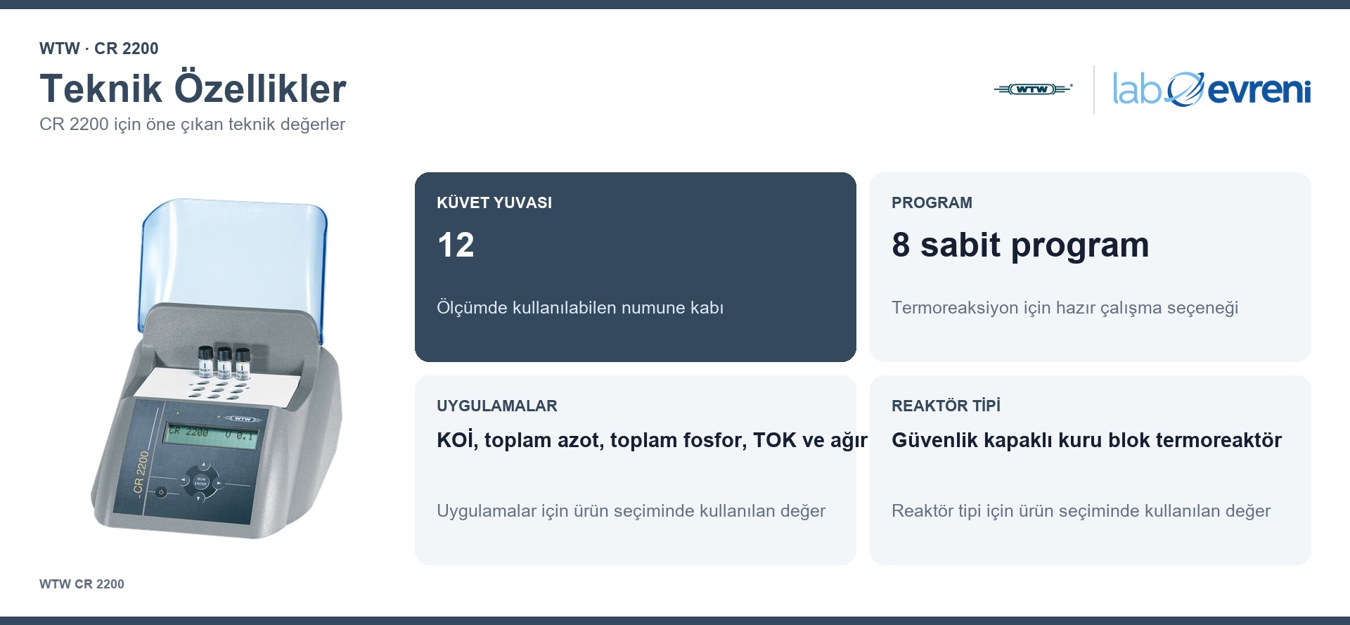 WTW CR 2200 teknik özellikleri ve 1P21-1 sipariş kodu