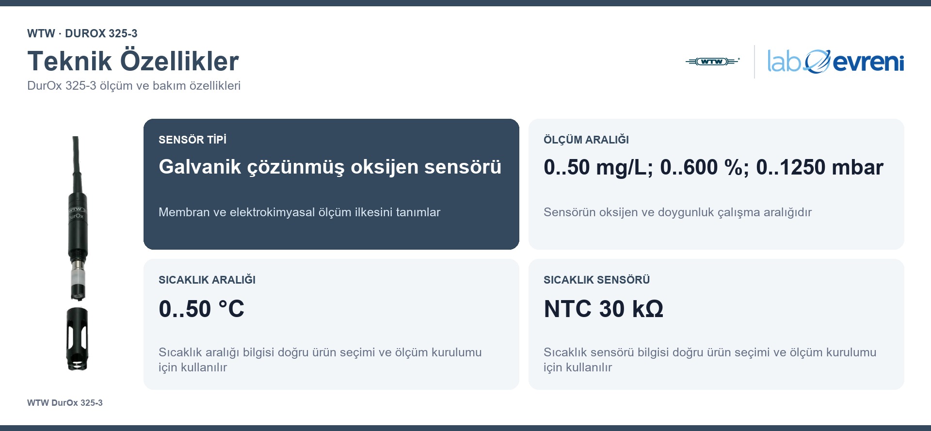 WTW DurOx 325-3 teknik özellikleri ve 201570 sipariş kodu