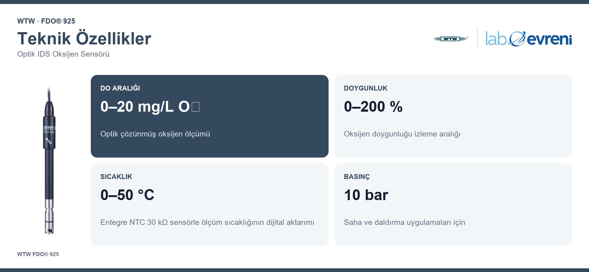 WTW FDO® 925 teknik özellikleri ve 201300 sipariş kodu