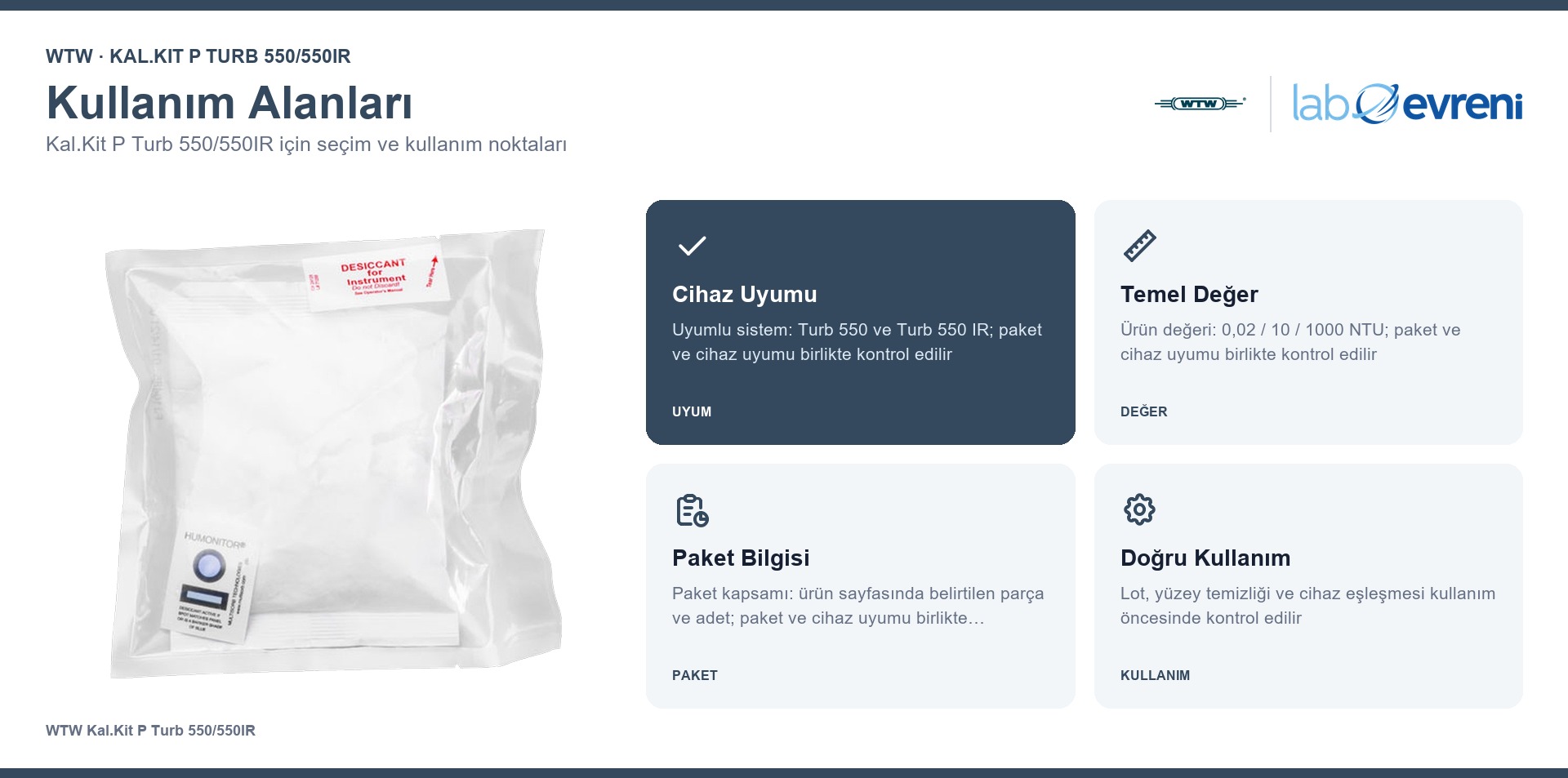 WTW Kal.Kit P Turb 550/550IR seçim, uyumluluk ve kullanım bilgileri