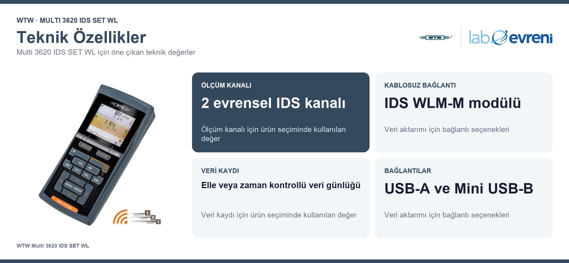 WTW Multi 3620 IDS SET WL teknik özellikleri ve 2FD56W sipariş kodu