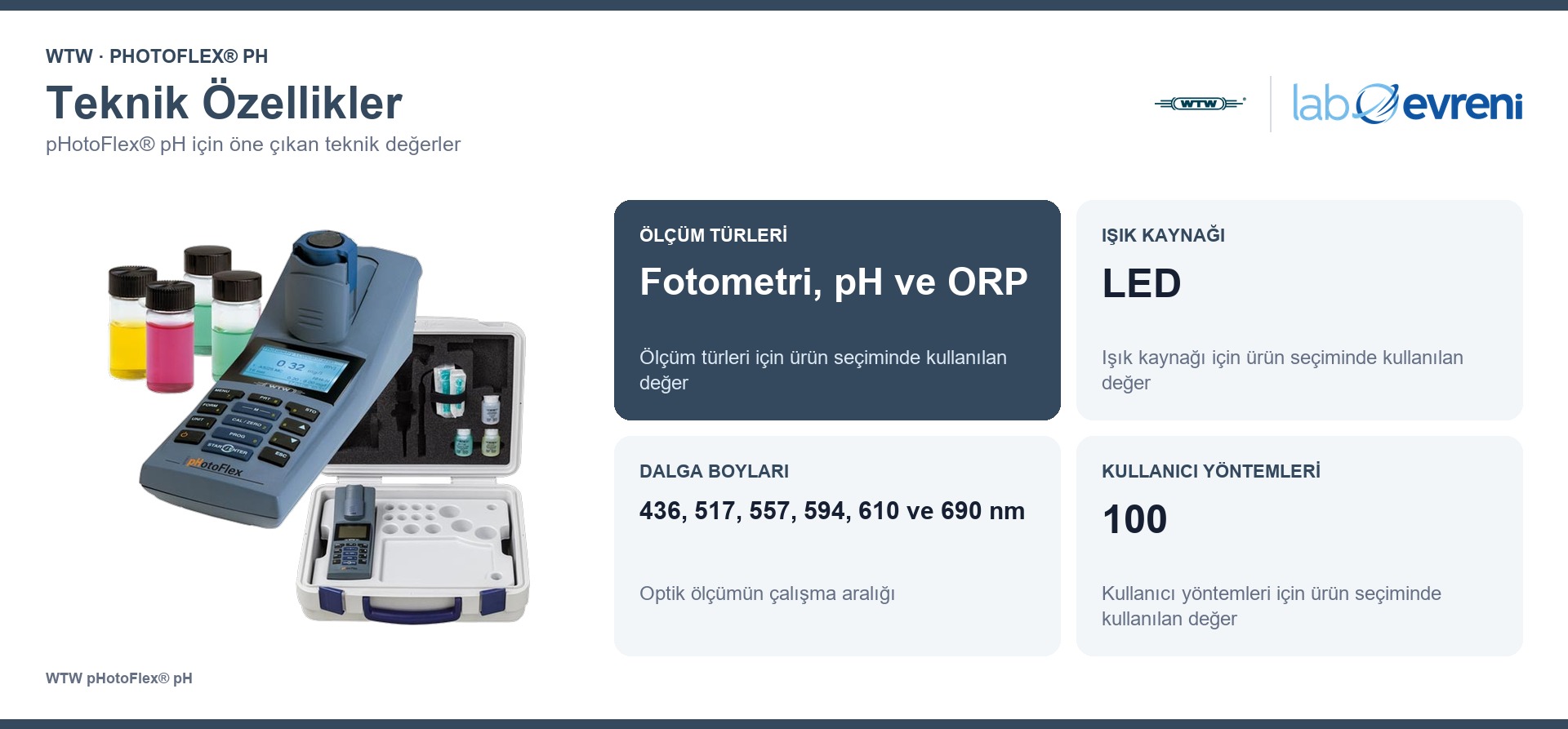 WTW pHotoFlex® pH teknik özellikleri ve 251100 sipariş kodu