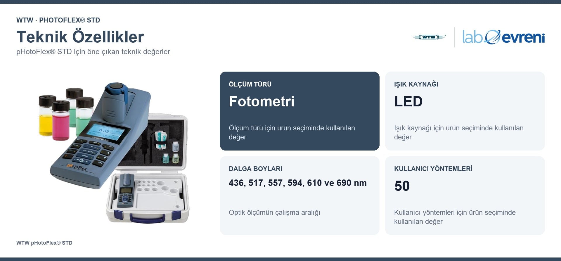 WTW pHotoFlex® STD teknik özellikleri ve 251105 sipariş kodu