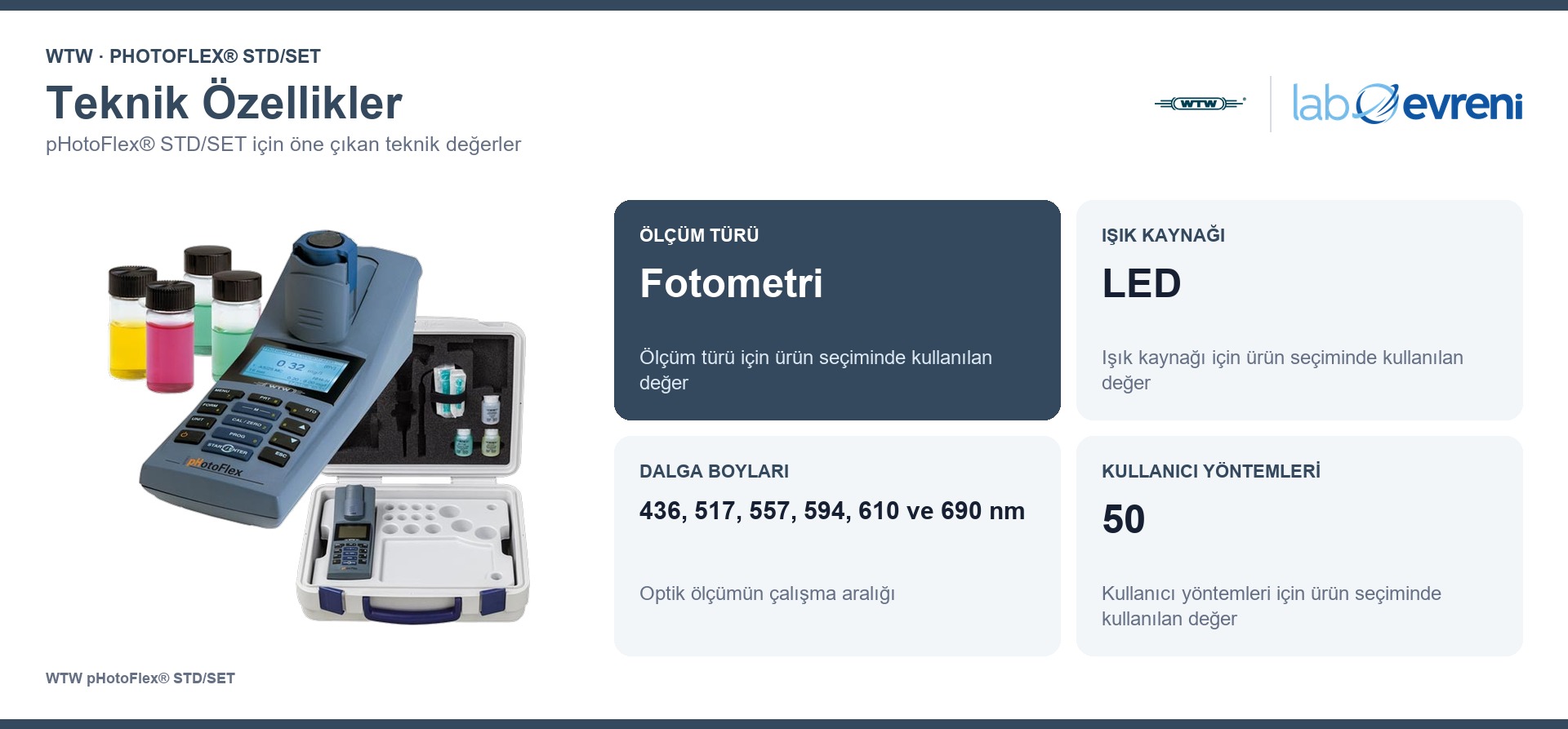 WTW pHotoFlex® STD/SET teknik özellikleri ve 251205 sipariş kodu