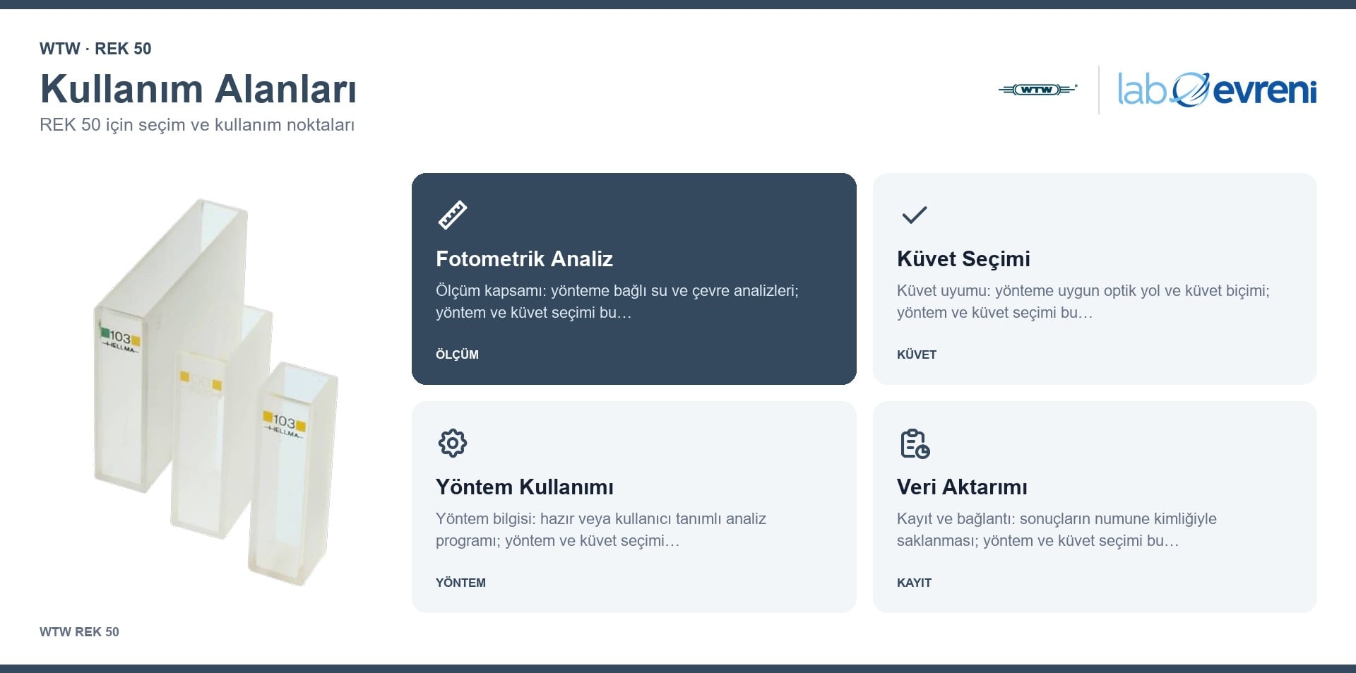 WTW REK 50 seçim, uyumluluk ve kullanım bilgileri