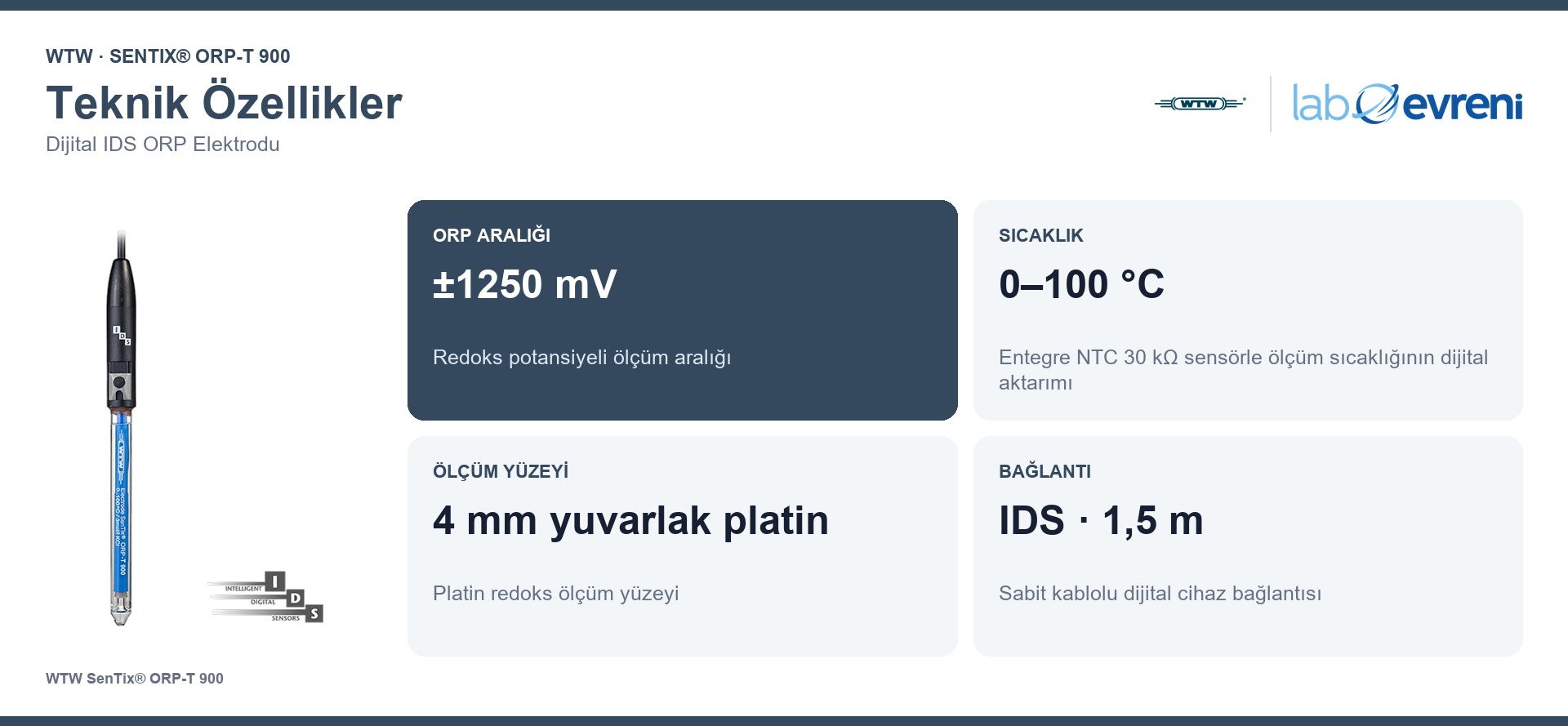 WTW SenTix® ORP-T 900 teknik özellikleri ve 103791 sipariş kodu