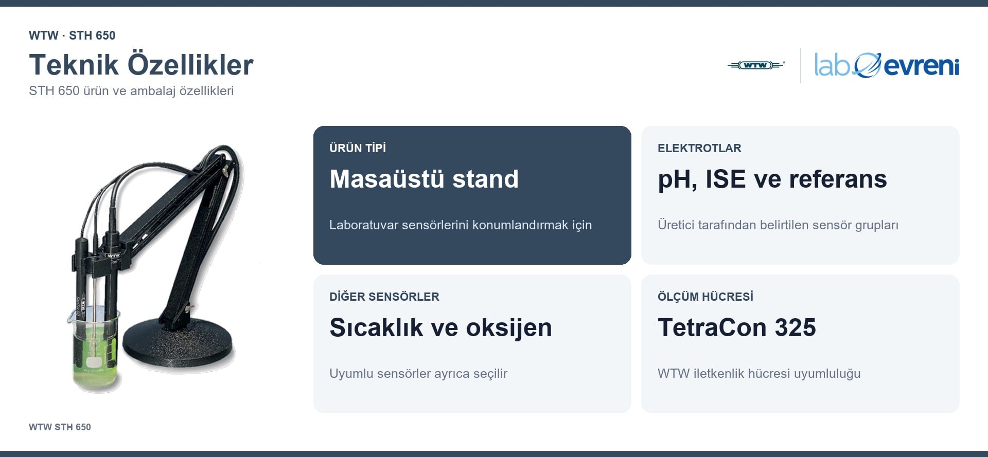 WTW STH 650 Masaüstü Elektrot Standı teknik değerleri ve ürün kodu 109809
