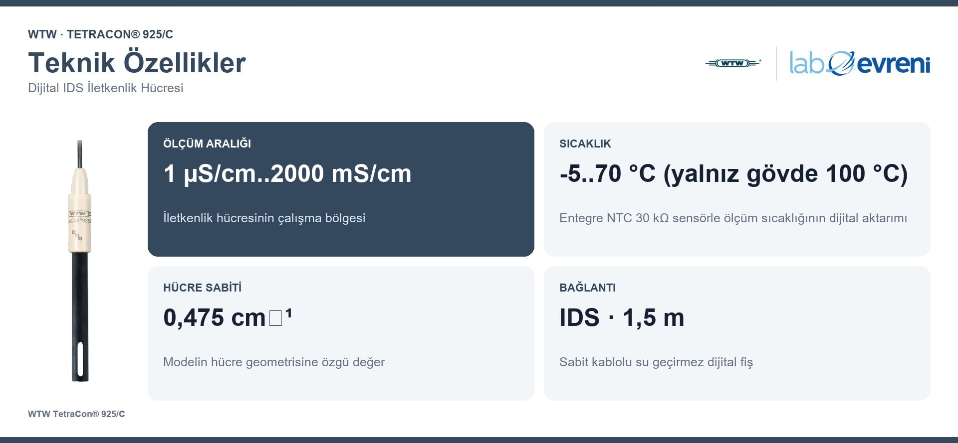 WTW TetraCon® 925/C teknik özellikleri ve 301721 sipariş kodu