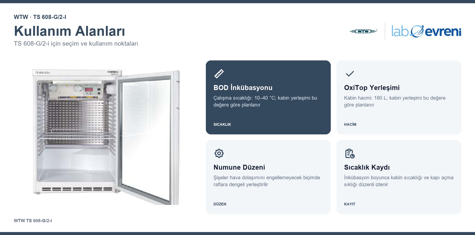 WTW TS 608-G/2-i seçim, uyumluluk ve kullanım bilgileri