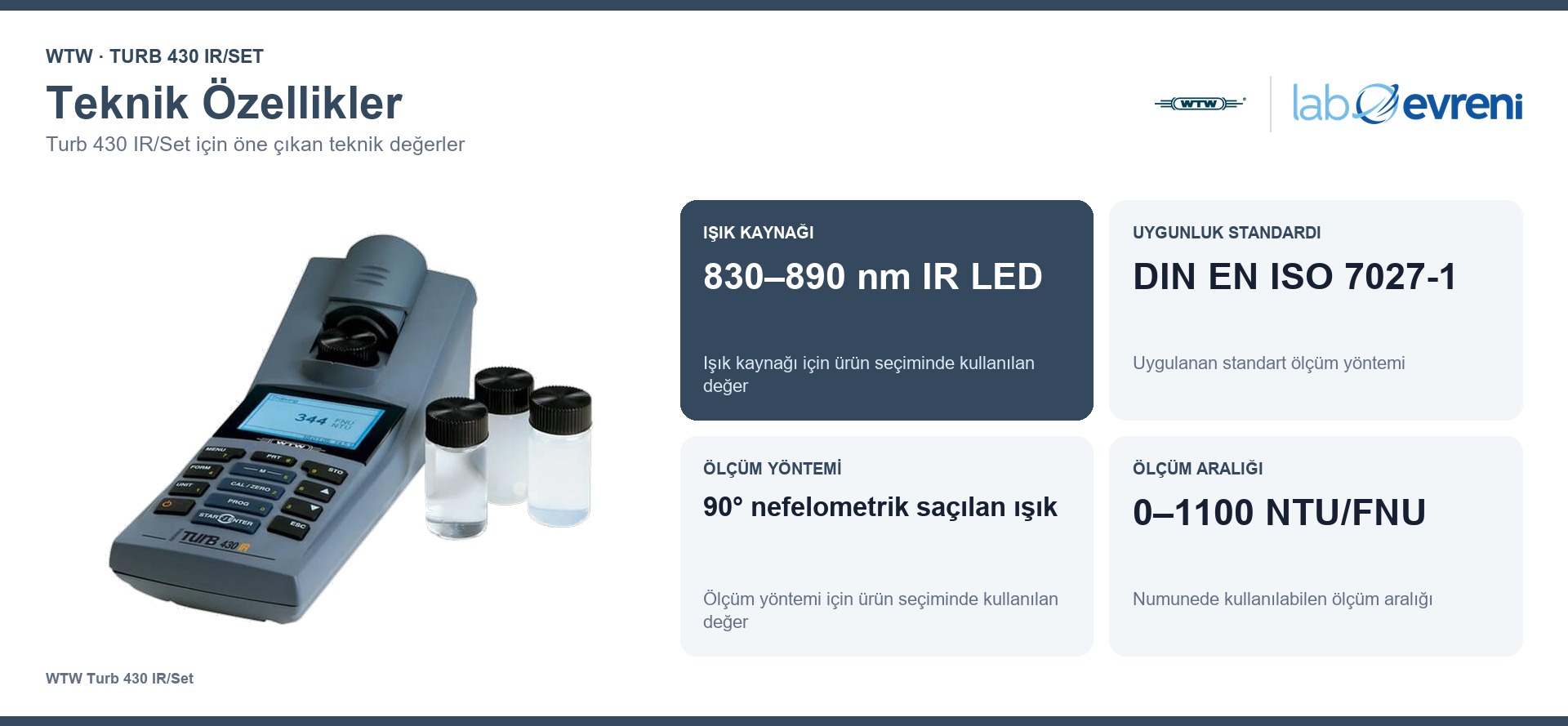 WTW Turb 430 IR/Set teknik özellikleri ve 600321 sipariş kodu