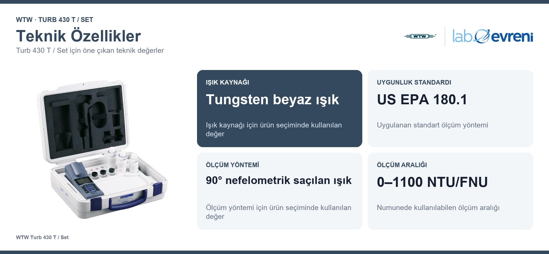 WTW Turb 430 T / Set teknik özellikleri ve 600326 sipariş kodu