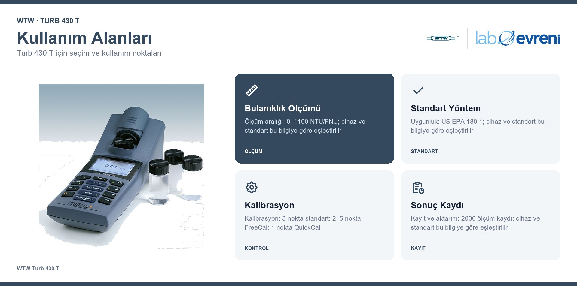 WTW Turb 430 T seçim, uyumluluk ve kullanım bilgileri
