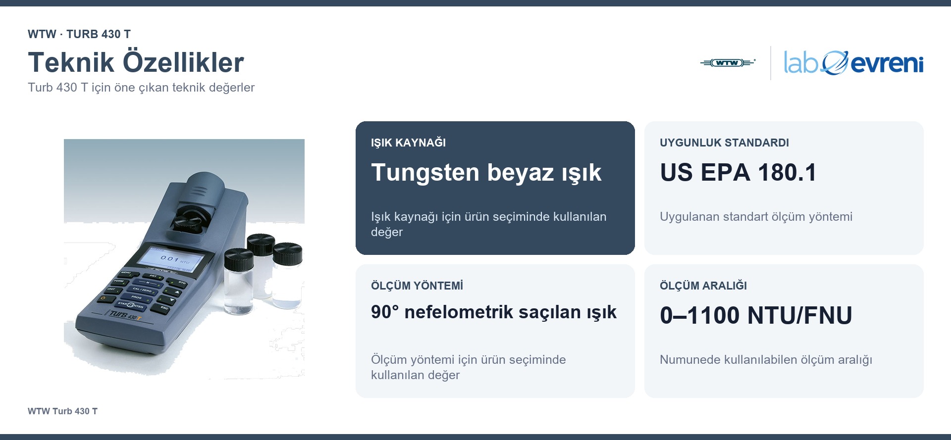 WTW Turb 430 T teknik özellikleri ve 600325 sipariş kodu