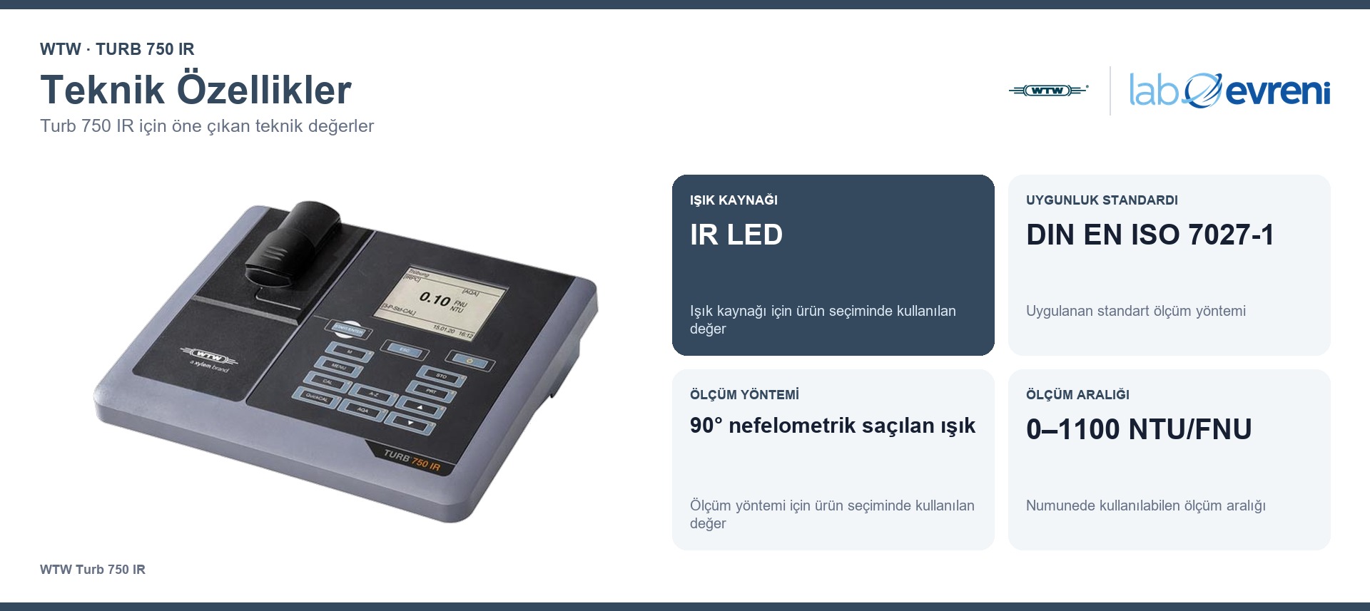 WTW Turb 750 IR teknik özellikleri ve 600120 sipariş kodu