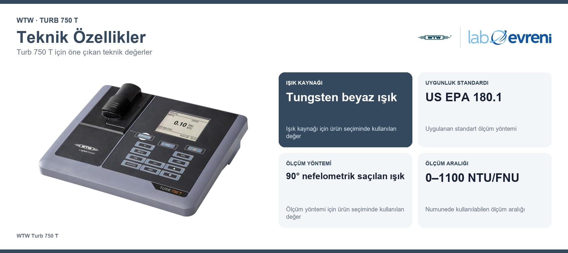 WTW Turb 750 T teknik özellikleri ve 600130 sipariş kodu